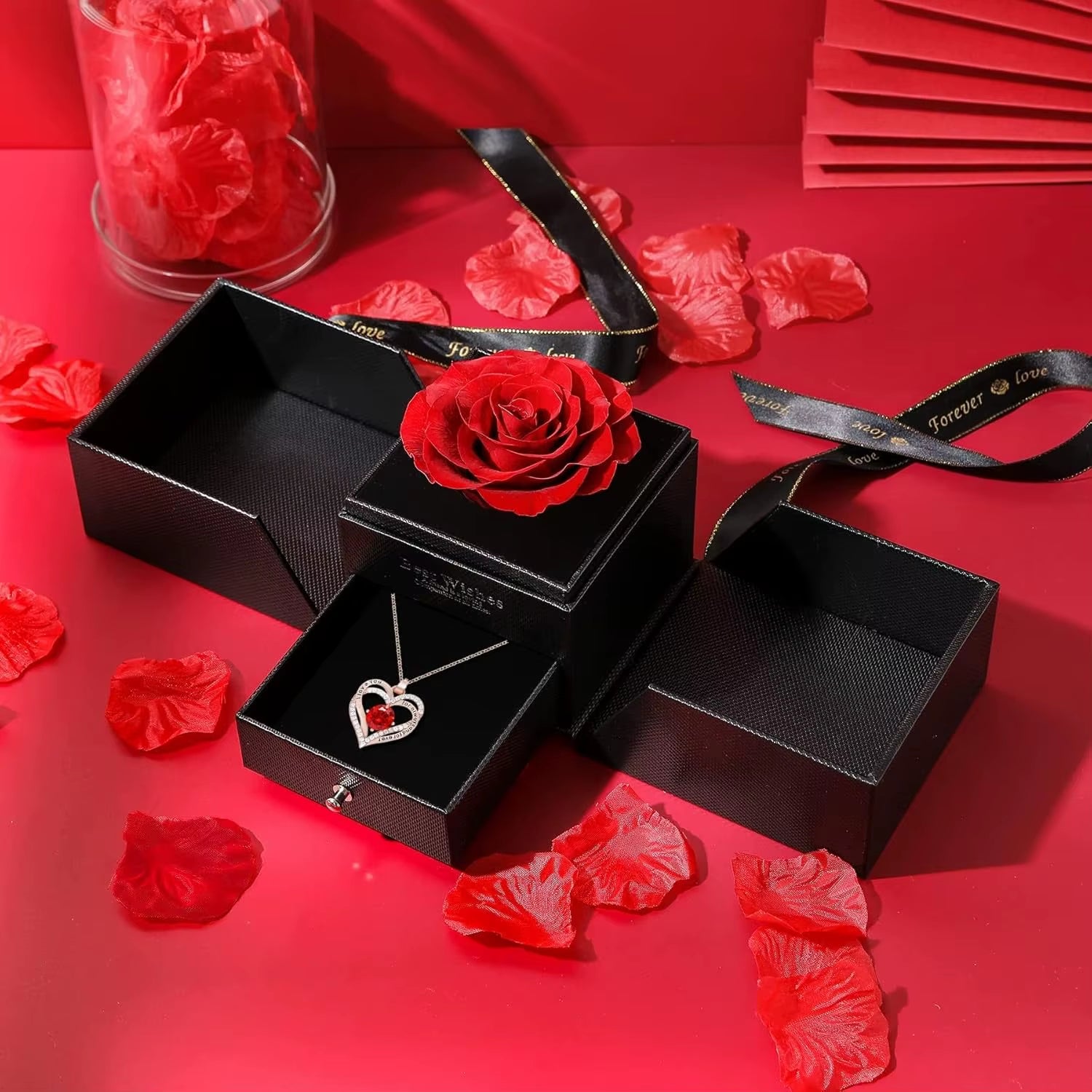 Necklace - Luxurious Rose Gift Box, Perfect for Valentine'S Day, Mother'S Day, Anniversary, Birthday, and Any Special Occasion