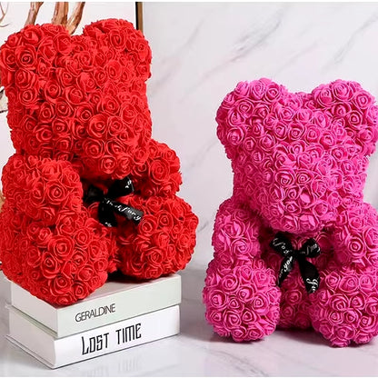 1Pc Artificial Rose Bear Flower a Gift for Women Christmas Valentine'S Day Birthday Anniversary