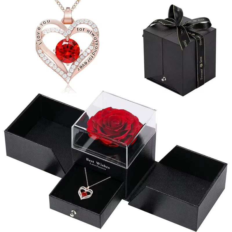 Necklace - Luxurious Rose Gift Box, Perfect for Valentine'S Day, Mother'S Day, Anniversary, Birthday, and Any Special Occasion